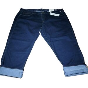 Rafaella Women's Comfort Stretch Cuffed Capri Slimming Jeans - Dark Indigo Sz 26